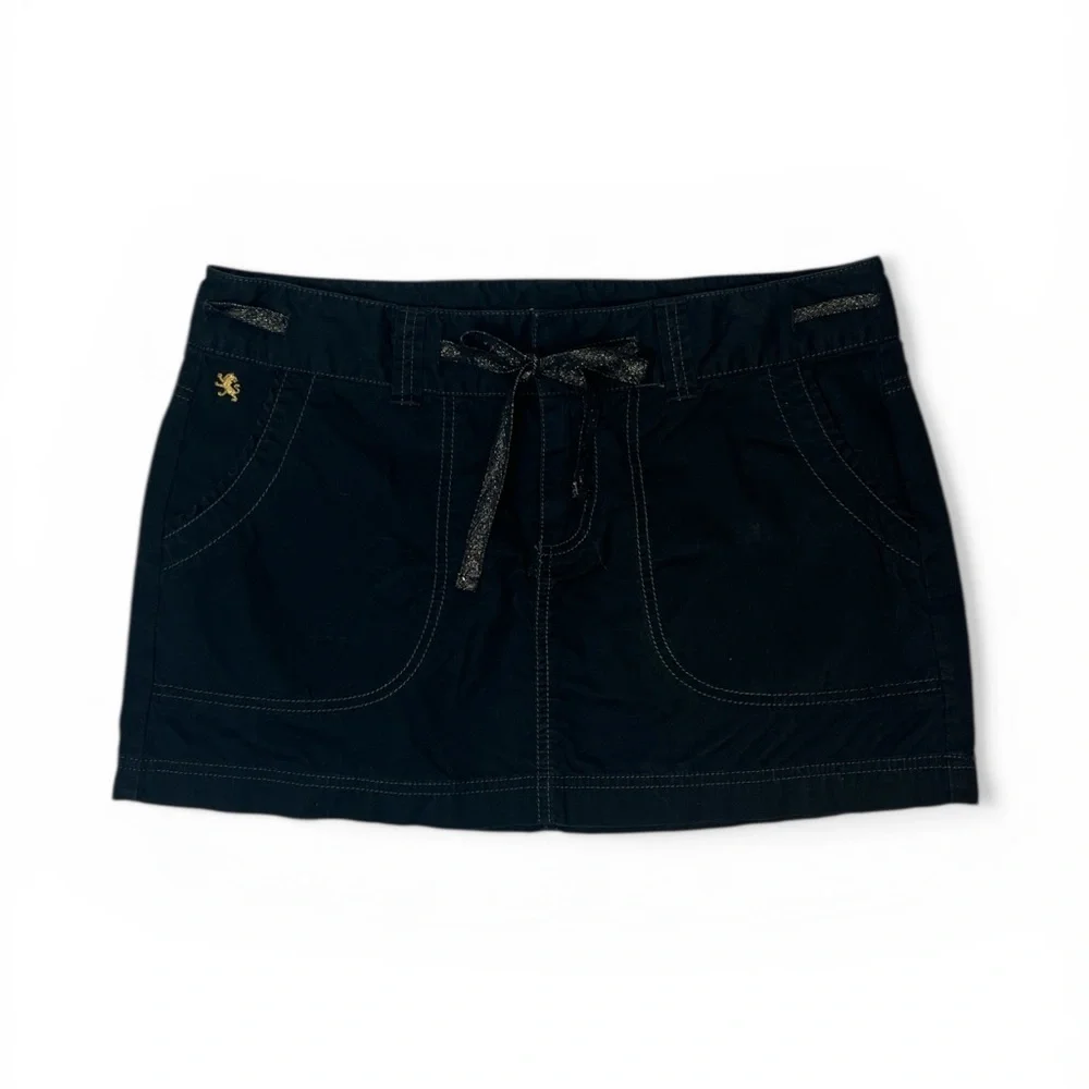 Y2K Express Black‎ Micro Mini Skirt Low Rise Pocket Detail Size 10